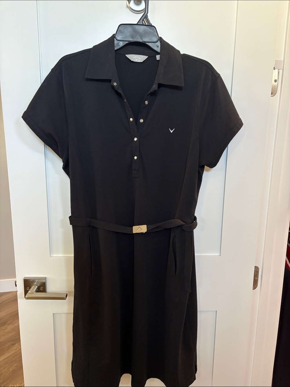 Callaway Black Polo golf Dress XL with Slim Belt and slit pockets